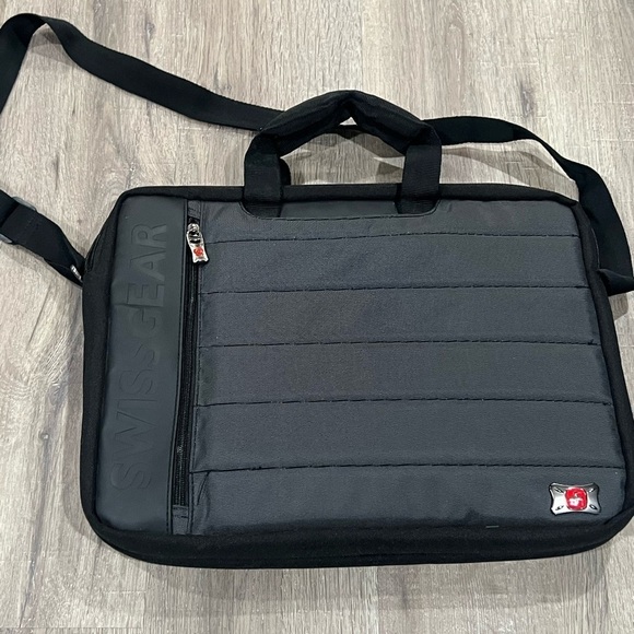 SwissGear Messenger Bag Black Gray Laptop Business Work Bag EUC - Picture 4 of 9